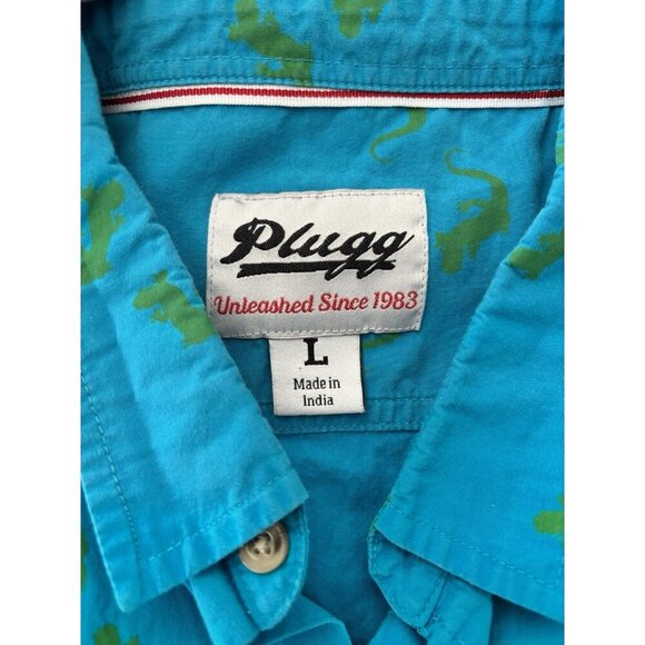 Vintage PLUGG Mens Lizard Gecko Print Casual Button Down/Up Shirt Size Large - Picture 3 of 7